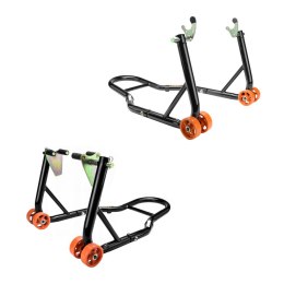 BIKETEC (VERDA) PROMOCJA PODNOŚNIK STOJAK MOTOCYKLOWY BIKER (PRZÓD/TYŁ) TYP-V (ROLKI) KOMPLET BIKETEC