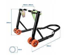 BIKETEC (VERDA) PROMOCJA PODNOŚNIK STOJAK MOTOCYKLOWY BIKER (PRZÓD/TYŁ) TYP-V (ROLKI) KOMPLET BIKETEC