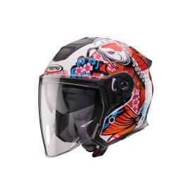 CABERG KASK OTWARTY JET OTWARTY FLYON II KOI BIAŁY/CZERWONY/POMARAŃCZOWY/NIEBIESKI ROZMIAR S CABERG