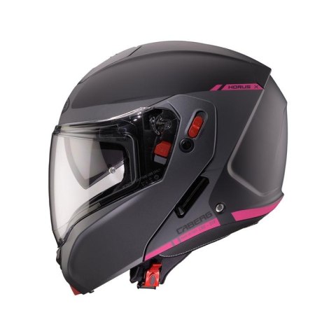 CABERG KASK SZCZĘKOWY FLIP-UP MODEL HORUS X RAY CZARNY MAT/SZARY/FUKSJA (INTENSYWNY ODCIEŃ RÓŻOWEGO) ROZMIAR XS CABERG