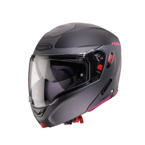 CABERG KASK SZCZĘKOWY FLIP-UP MODEL HORUS X RAY CZARNY MAT/SZARY/FUKSJA (INTENSYWNY ODCIEŃ RÓŻOWEGO) ROZMIAR S CABERG