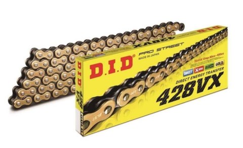 DID ŁAŃCUCH NAPĘDOWY 428VXGB-128 (128 OGNIW) O-RING ZŁOTY (OTWARTY + ZAKUWKA) DID