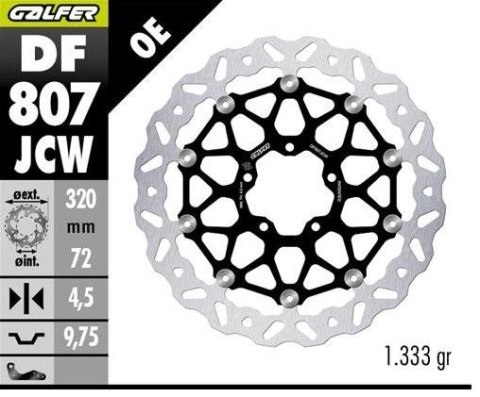 GALFER TARCZA HAMULCOWA PRZÓD DUCATI DIAVEL 1200 '11-; HYPERMOTARD 939/950 '13-; MONSTER 796/797/821/1200 '10-; MULTISTRADA 937/ GALFER