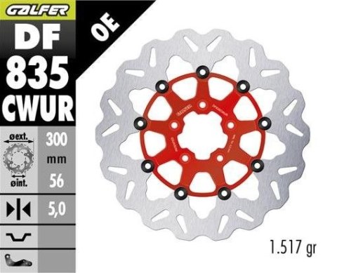 GALFER TARCZA HAMULCOWA PRZÓD HARLEY-DAVIDSON (300X56X5) PŁYWAJĄCA KOLOR CZERWONY GALFER