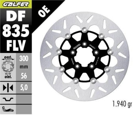 GALFER TARCZA HAMULCOWA PRZÓD HARLEY-DAVIDSON (300X56X5) PŁYWAJĄCA (ROUND FLOATING) GALFER