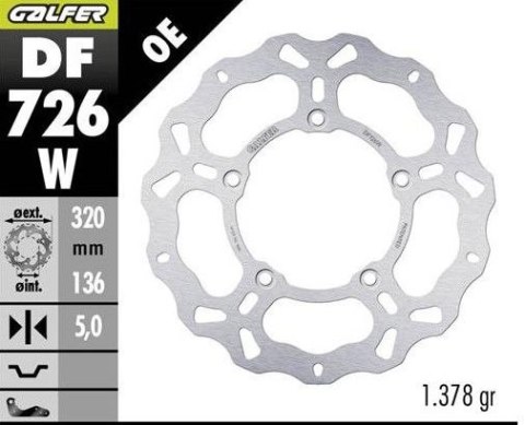 GALFER TARCZA HAMULCOWA TYŁ BMW K 1600GT '11; K 1600 GRAND AMERICA '18- (WAVE FIXED) (320X136X5MM) GALFER