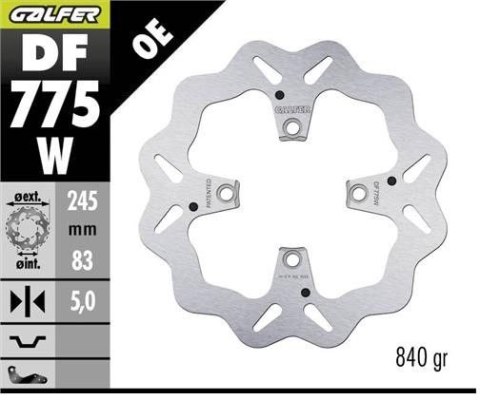 GALFER TARCZA HAMULCOWA TYŁ DUCATI 1098 '07-; PANIGALE '18-; STREETFIGHTER '09- (WAVE DISC) (245X83X5MM) GALFER