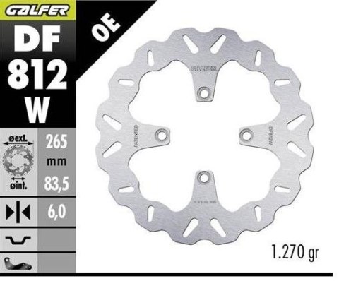 GALFER TARCZA HAMULCOWA TYŁ DUCATI DIAVEL 1200/1260 '11-; MULTISTRADA 1200/1260 '15-; X DIAVEL 1200/1260 '19 (WAVE DISC) (265X83 GALFER