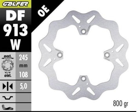 GALFER TARCZA HAMULCOWA TYŁ DUCATI HYPERMOTARD 939/950 '13-; MONSTER 796/1100 '09- (WAVE DISC) (245X108X5MM) GALFER