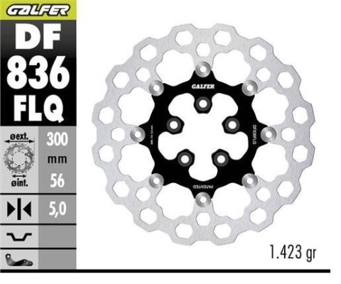 GALFER TARCZA HAMULCOWA TYŁ HARLEY-DAVIDSON (300X56X5) PŁYWAJĄCA (QUBIQ) GALFER