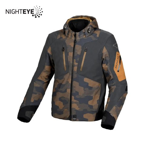 MACNA WYPRZEDAŻ KURTKA Z KAPTUREM ANGLE MOTORCYCLE JACKET DARK BROWN/TAUPE CAMO/BLACK KOLOR BRĄZOWY/GRAFITOWY CAMO/CZARNY ROZMIA MACNA