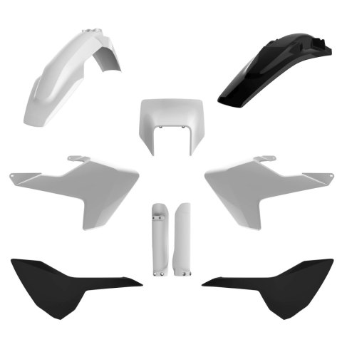 POLISPORT KOMPLET PLASTIKÓW (FULL KIT) HUSQVARNA TE/FE TPI '17-'19 W ZESTAWIE TABLICA PRZEDNIA (8666900001) I OSŁONY AMORTYZAROR POLISPORT