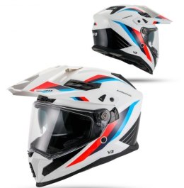 UFO 2026/01 KASK COSMOS OFFROAD / DUAL / TOURER / CROSSOVER Z SZYBĄ, DASZKIEM I BLENDĄ PRZECIWSŁONECZNĄ KOLOR BIAŁY/CZERWONY ROZ UFO