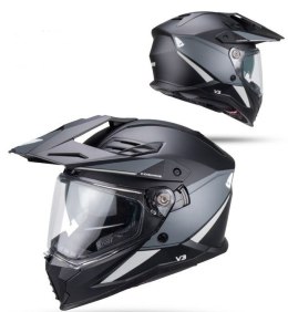 UFO 2026/01 KASK COSMOS OFFROAD / DUAL / TOURER / CROSSOVER Z SZYBĄ, DASZKIEM I BLENDĄ PRZECIWSŁONECZNĄ KOLOR CZARNY/SZARY ROZMI UFO