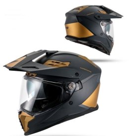UFO 2026/01 KASK COSMOS OFFROAD / DUAL / TOURER / CROSSOVER Z SZYBĄ, DASZKIEM I BLENDĄ PRZECIWSŁONECZNĄ KOLOR CZARNY/ZŁOTY ROZMI UFO