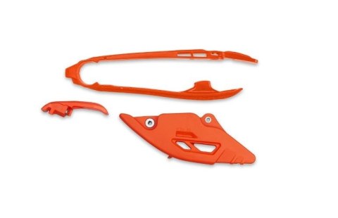 UFO 2026/01 KOMPLET ŚLIZG + PROWADNICA ŁAŃCUCHA KTM SX 125 / 150 / 250 / 300 '25-'26, SX-F 250 / 350 / 450 '25-'26 KOLOR POMARAŃ UFO