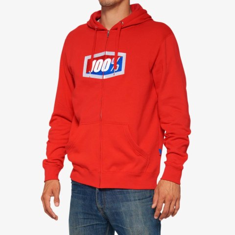 100 PROCENT BLUZA NA ZAMEK OFFICIAL ZIP HOODIE FLEECE RED KOLOR CZERWONY ROZMIAR S 100 PROCENT