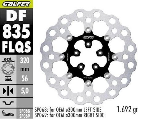 GALFER TARCZA HAMULCOWA PRZÓD HARLEY-DAVIDSON (320X56X5) PŁYWAJĄCA (CUBIQ) (OVERSIZE) (WYMAGA SP068;SP69) GALFER