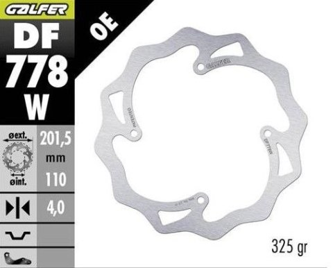 GALFER TARCZA HAMULCOWA TYŁ KTM SX 85 '07-'10; XC 105 '07- (201X110X4) WAVE GALFER
