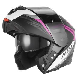 NOX KASK SZCZĘKOWY (FLIP-UP) Z BLENDĄ N968 SHIFT KOLOR CZARNY MAT/RÓŻOWY ROZMIAR M NOX