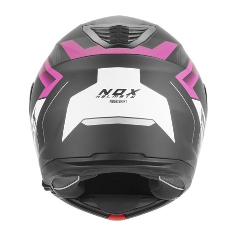 NOX KASK SZCZĘKOWY (FLIP-UP) Z BLENDĄ N968 SHIFT KOLOR CZARNY MAT/RÓŻOWY ROZMIAR S NOX