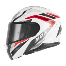 NOX KASK SZCZĘKOWY (FLIP-UP) Z BLENDĄ N968 SHIFT KOLOR CZARNY/CZERWONY/BIAŁY ROZMIAR L NOX