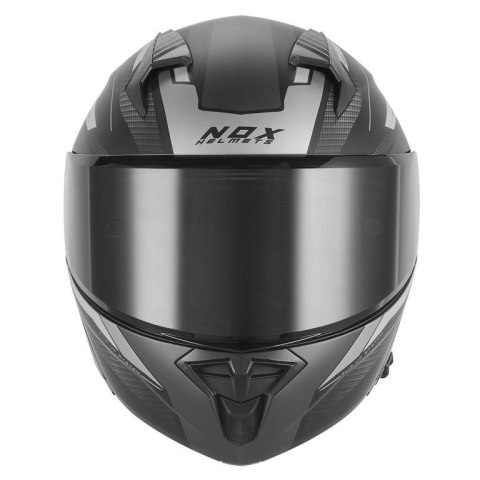 NOX KASK SZCZĘKOWY (FLIP-UP) Z BLENDĄ N968 SHIFT KOLOR CZARNY/SREBRNY MAT ROZMIAR L NOX