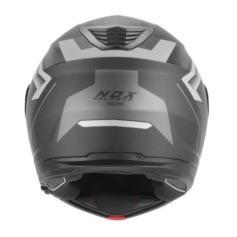NOX KASK SZCZĘKOWY (FLIP-UP) Z BLENDĄ N968 SHIFT KOLOR CZARNY/SREBRNY MAT ROZMIAR XXL NOX