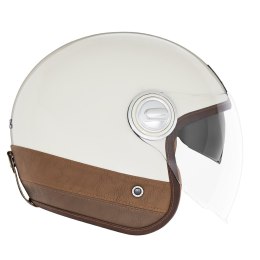 NOX PREMIUM KASK OTWARTY JET HERITAGE LEATHER KOLOR KREMOWY/BRĄZOWY ROZMIAR M NOX