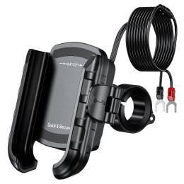 BIKETEC PRO UCHWYT MOTOCYKLOWY NA TELEFON QUICK LOCK Z ŁADOWARKĄ USB TYP-C MONTOWANY NA KIEROWNICĘ LUB LUSTERKO (EL) BIKETEC OM