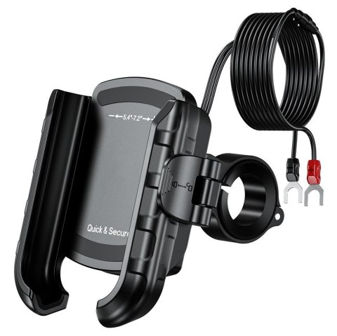 BIKETEC PRO UCHWYT MOTOCYKLOWY NA TELEFON QUICK LOCK Z ŁADOWARKĄ USB TYP-C MONTOWANY NA KIEROWNICĘ LUB LUSTERKO (EL) BIKETEC OM
