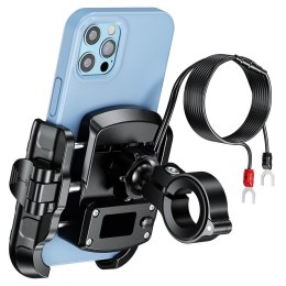 BIKETEC PRO UCHWYT MOTOCYKLOWY NA TELEFON QUICK LOCK Z ŁADOWARKĄ USB TYP-C MONTOWANY NA KIEROWNICĘ LUB LUSTERKO (EL) BIKETEC OM