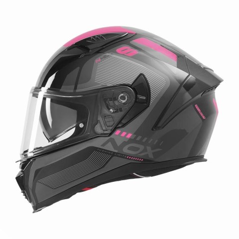NOX KASK INTEGRALNY (FULL FACE) Z BLENDĄ N402 MENTOR KOLOR CZARNY/RÓŻOWY ROZMIAR L NOX