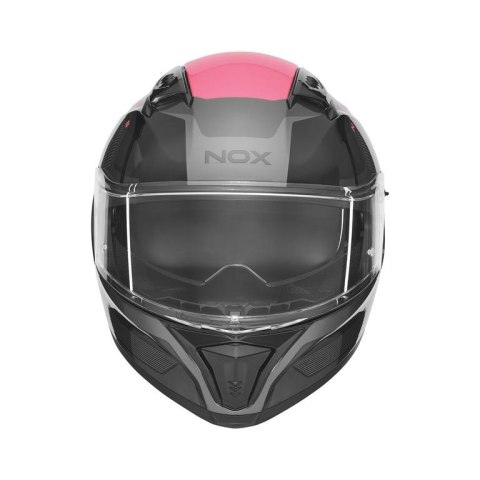 NOX KASK INTEGRALNY (FULL FACE) Z BLENDĄ N402 MENTOR KOLOR CZARNY/RÓŻOWY ROZMIAR L NOX