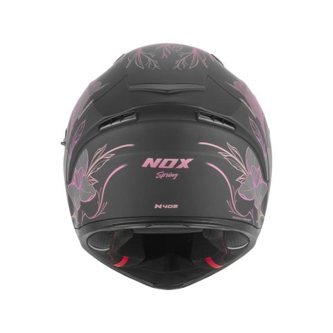 NOX KASK INTEGRALNY (FULL FACE) Z BLENDĄ N402 SPRING KOLOR CZARNY MAT/RÓŻOWY ROZMIAR XS NOX