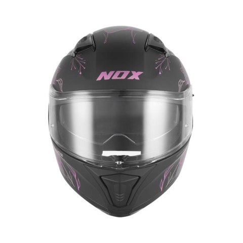 NOX KASK INTEGRALNY (FULL FACE) Z BLENDĄ N402 SPRING KOLOR CZARNY MAT/RÓŻOWY ROZMIAR XS NOX