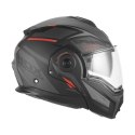 NOX PREMIUM KASK SZCZĘKOWY FLIP-BACK (SZCZĘKA DO TYŁU) Z BLENDĄ SPINNER ARK KOLOR CZARNY MAT/CZERWONY ROZMIAR S NOX