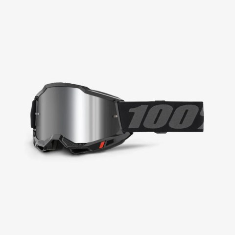 100 PROCENT GOGLE ACCURI 2 BLACK - MIRROR SILVER LENS - KOLOR CZARNY/POMARAŃCZOWY SZYBKA SREBRNE LUSTRO 100 PROCENT