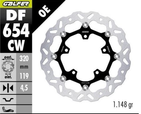 GALFER TARCZA HAMULCOWA PRZÓD CF MOTO MT 450 '24- (FLOATING) (320X119X4,5MM) GALFER