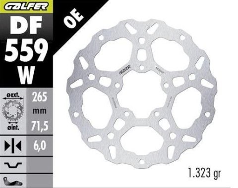 GALFER TARCZA HAMULCOWA TYŁ DUCATI DESERT 937X '21-; DESERT 937X RALLY '24-; MULTISTRADA V4 1150/1158/1103 '21- (WAVE DISC) (265 GALFER