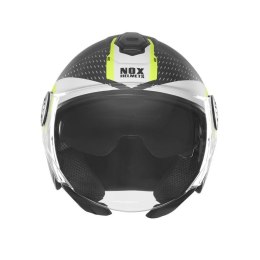 NOX KASK OTWARTY JET Z BLENDĄ N182 ROUND KOLOR CZARNY MAT/ŻÓŁTY FLUO ROZMIAR XL NOX