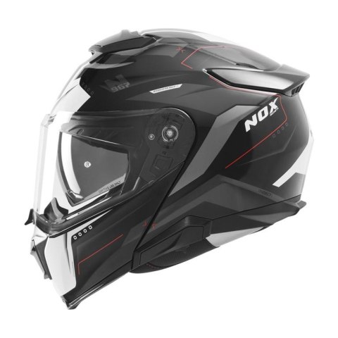 NOX KASK SZCZĘKOWY (FLIP-UP) Z BLENDĄ N967 CONQUER KOLOR CZERWONY/BIAŁY/CZARNY ROZMIAR XXL NOX