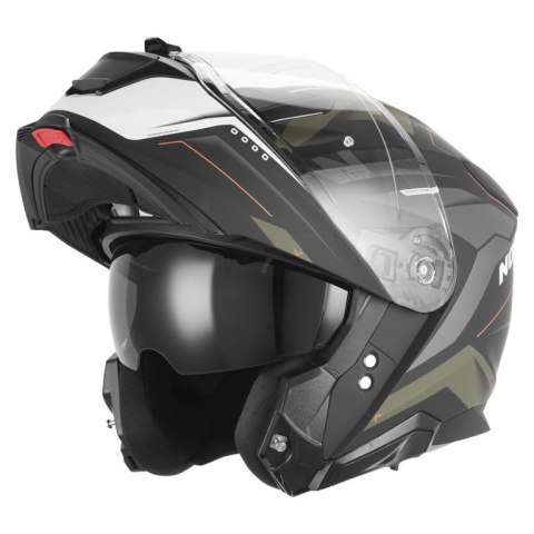 NOX KASK SZCZĘKOWY (FLIP-UP) Z BLENDĄ N967 CONQUER KOLOR POMARAŃCZOWY MAT/ZIELONY (KHAKI) ROZMIAR XXL NOX