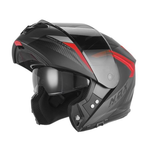 NOX KASK SZCZĘKOWY (FLIP-UP) Z BLENDĄ N968 SHIFT KOLOR CZARNY/CZERWONY MAT ROZMIAR XL NOX