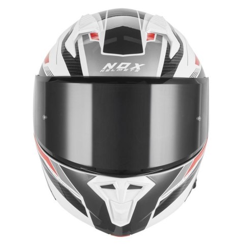 NOX KASK SZCZĘKOWY (FLIP-UP) Z BLENDĄ N968 SHIFT KOLOR CZARNY/CZERWONY/BIAŁY ROZMIAR XL NOX