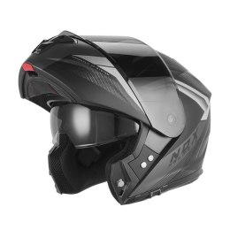 NOX KASK SZCZĘKOWY (FLIP-UP) Z BLENDĄ N968 SHIFT KOLOR CZARNY/SREBRNY MAT ROZMIAR S NOX