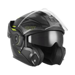 NOX PREMIUM KASK SZCZĘKOWY FLIP-BACK (SZCZĘKA DO TYŁU) Z BLENDĄ SPINNER ARK KOLOR CZARNY MAT/ŻÓLTY FLUO ROZMIAR M NOX