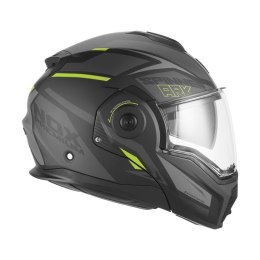 NOX PREMIUM KASK SZCZĘKOWY FLIP-BACK (SZCZĘKA DO TYŁU) Z BLENDĄ SPINNER ARK KOLOR CZARNY MAT/ŻÓLTY FLUO ROZMIAR M NOX
