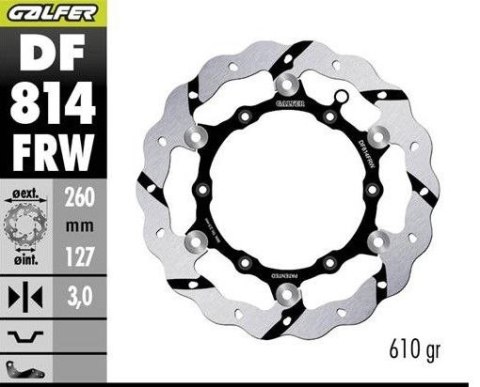 GALFER TARCZA HAMULCOWA PRZÓD BETA RR 250/300/350 '12-, RR 390/400/430/450/450/498 '14-, XTRAINER 250/300 '15- GROOVED (260X127X GALFER