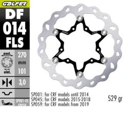 GALFER TARCZA HAMULCOWA PRZÓD HONDA CR 125R/250R '95-'07, CR 500 '95-'00, CRF 250R/450R '02- WAVE (270X101X3MM) (OVERSIZE 270) GALFER